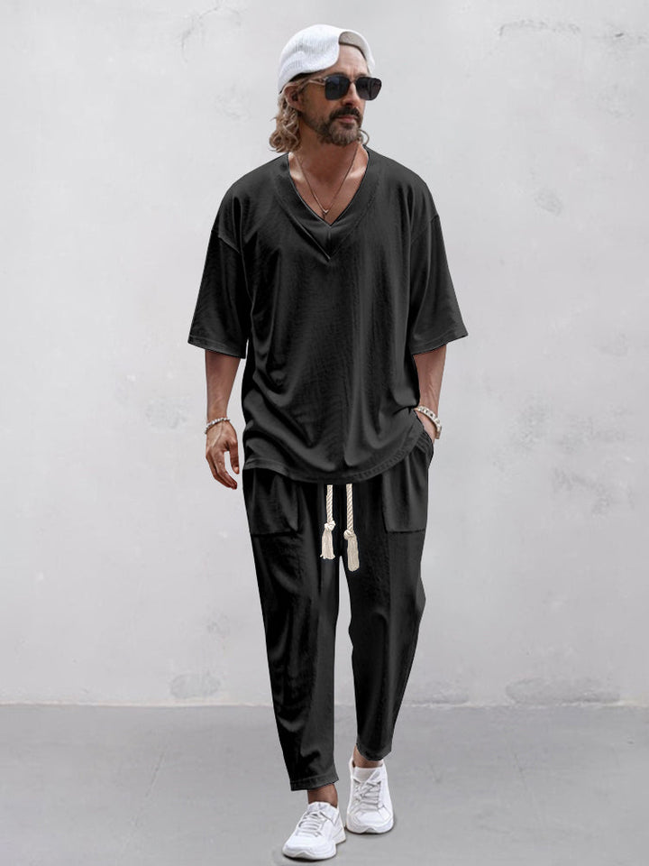 Ricky - Pantalon blanc à manches 3/4 avec cordon de serrage