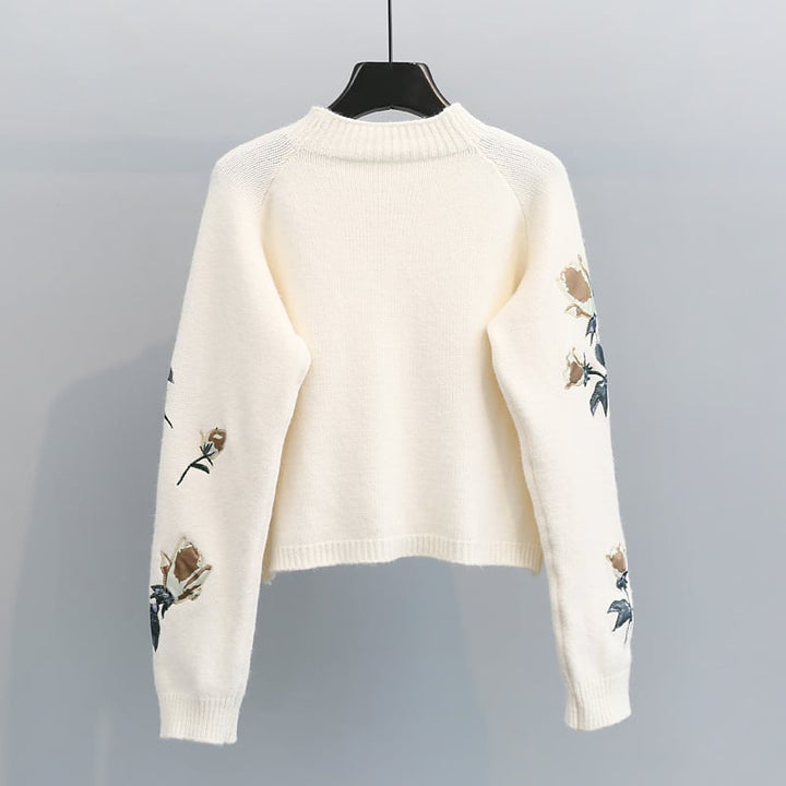 Pull en maille avec broderie florale pour femmes - Adrienne