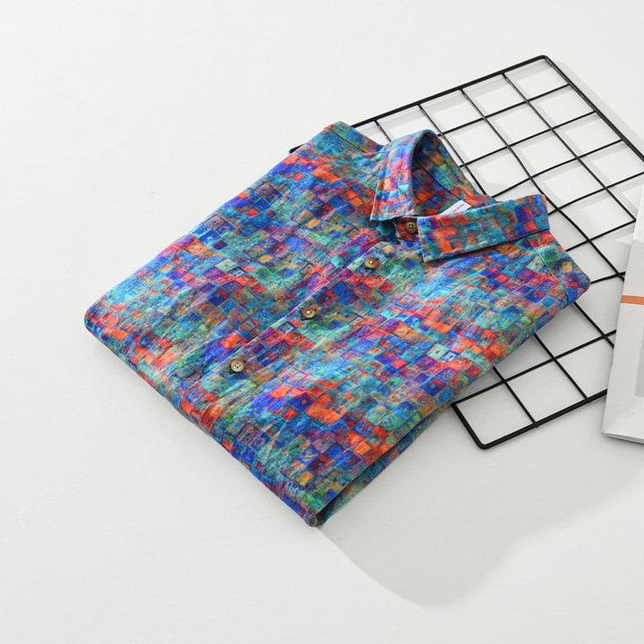 Chemise décontractée en coton imprimé abstrait pour hommes - Damien