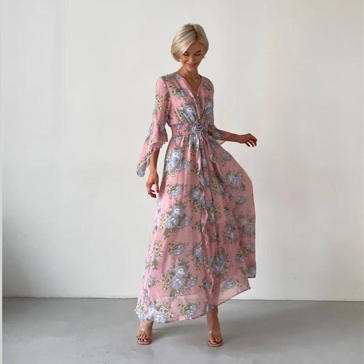 Norian - Robe midi florale avec décolleté en V