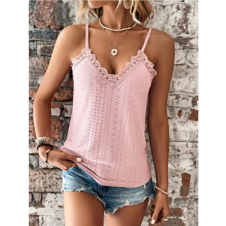 Susan - T-shirt femme col V avec dentelle