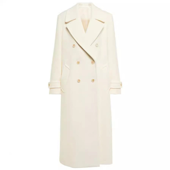 Manteau long croisé en laine pour femme - Éline