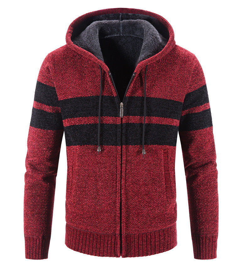 Veste tricotée pour hommes avec capuche et doublure thermique - Tobias