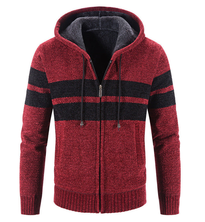 Veste tricotée pour hommes avec capuche et doublure thermique - Tobias