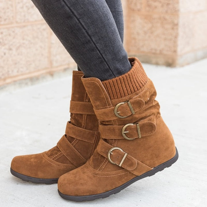 Bottes décontractées pour femmes avec boucles et détails en daim - Amelie