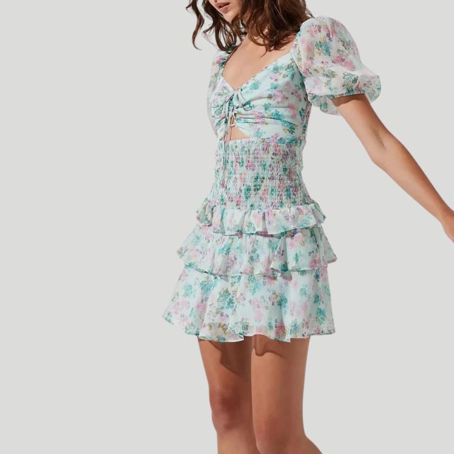 Fioby - Mini-robe florale à volants et manches bouffantes