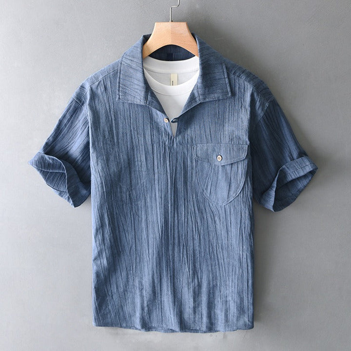 Chemise homme à manches courtes en coton lin style rétro - Adriano