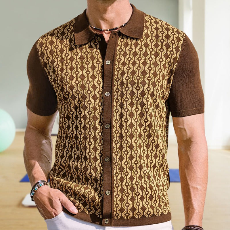 Polo homme en jacquard tissé à motifs géométriques - Esteban