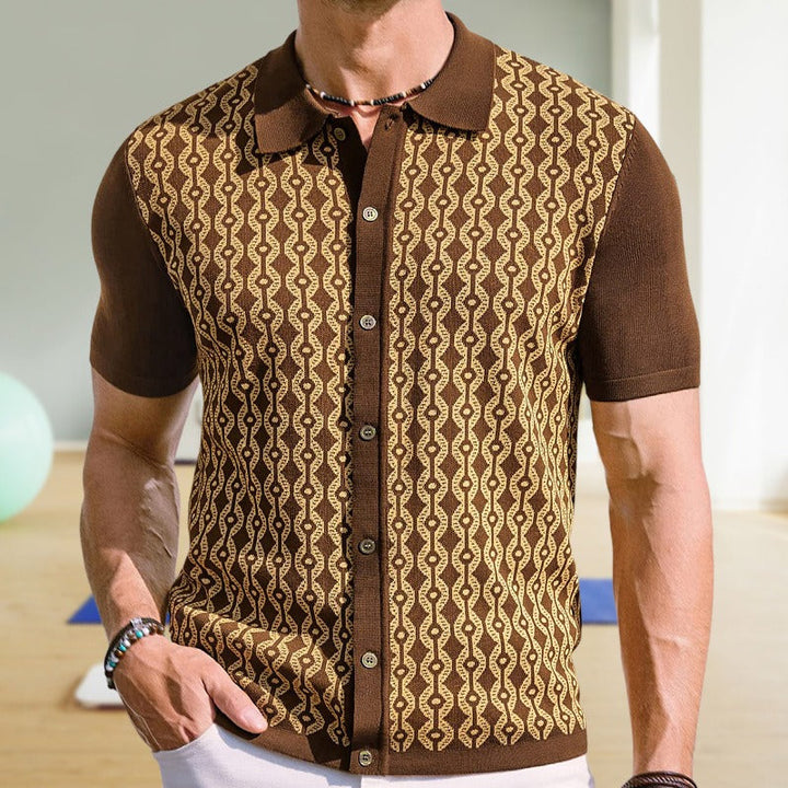 Polo homme en jacquard tissé à motifs géométriques - Esteban