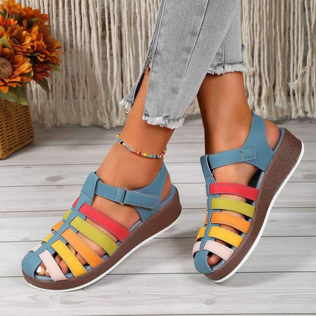 Sandales féminines décontractées multicolores à brides croisées et semelle confortable - Nayeli