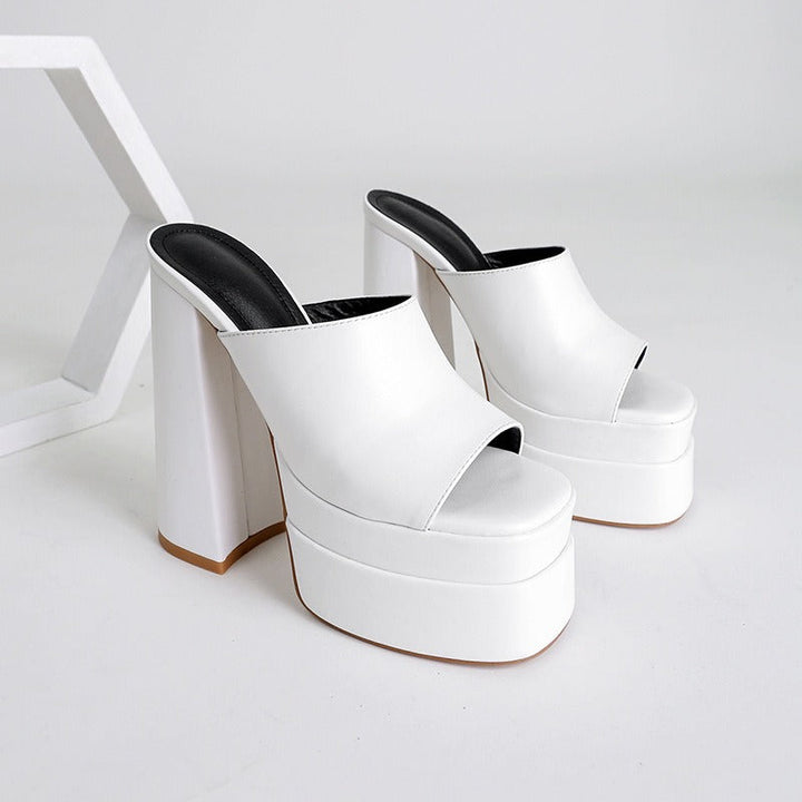 Sandales à talons larges en satin pour femmes - Valeria
