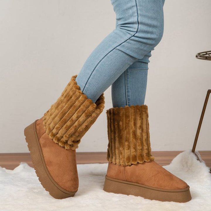 Bottes d'hiver pour femmes avec tige en fourrure nervurée - Romina