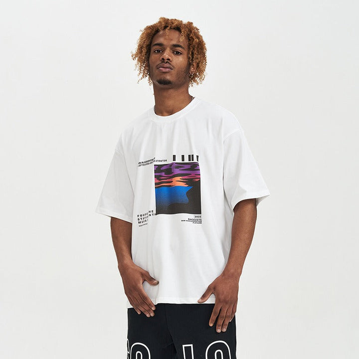 T-shirt oversize en coton à imprimé graphique pour hommes - Joel