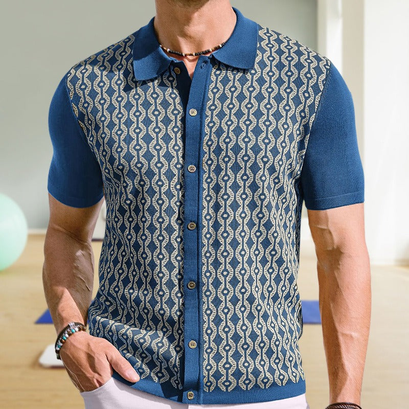 Polo homme en jacquard tissé à motifs géométriques - Esteban