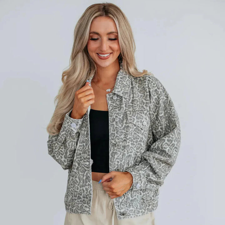 Veste en jean à imprimé animalier pour femme - Livaine