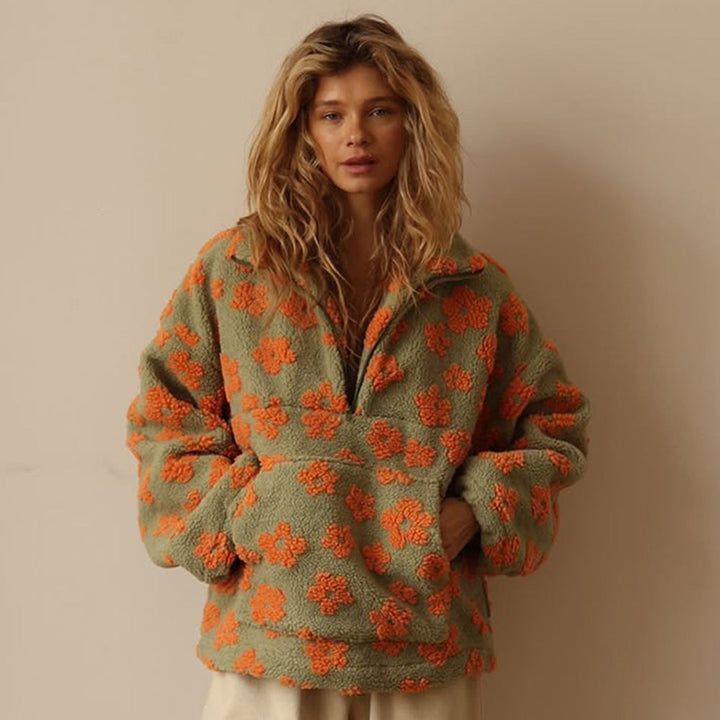 Sweat-shirt polaire pour femmes avec grande poche - Liora