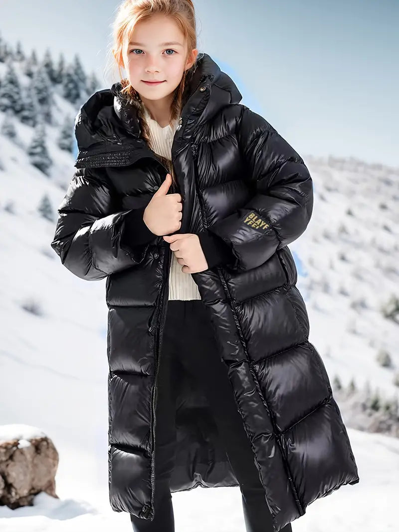 Manteau long matelassé avec capuche pour fille - Emma