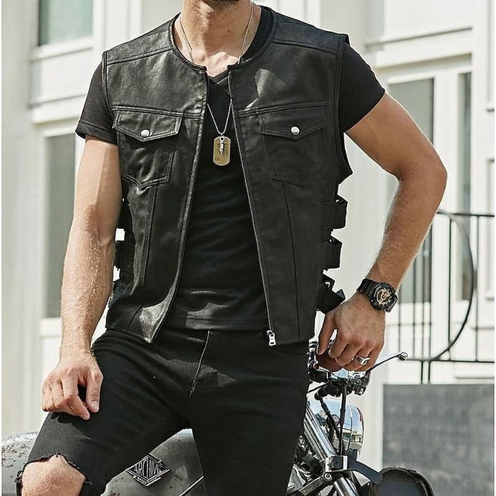 Gilet homme en cuir synthétique style biker - Ernesto