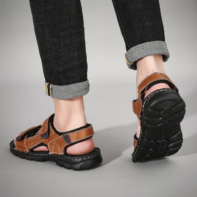 Sandales décontractées pour hommes, noires, à brides réglables - Hanoi