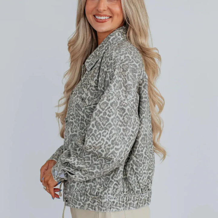 Veste en jean à imprimé animalier pour femme - Livaine