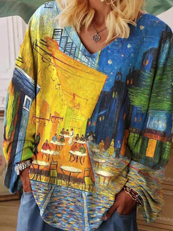 T-shirt Van Gogh Art V-Neck - Coupe décontractée et design élégant