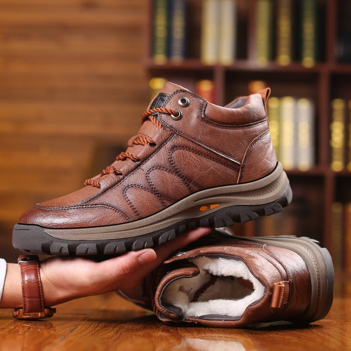 Bottes en cuir pour hommes avec doublure chaude et semelle résistante - Ian