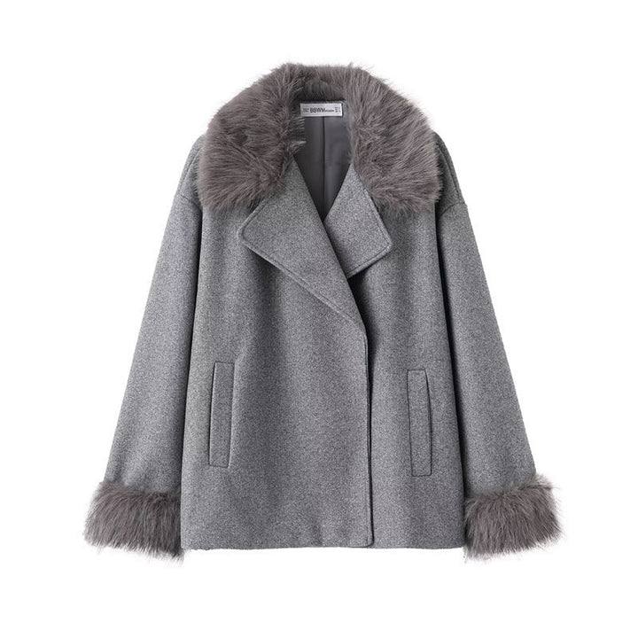Manteau cape à col roulé en laine pour femme - Potter