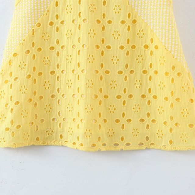 Liana - Robe jaune avec broderie