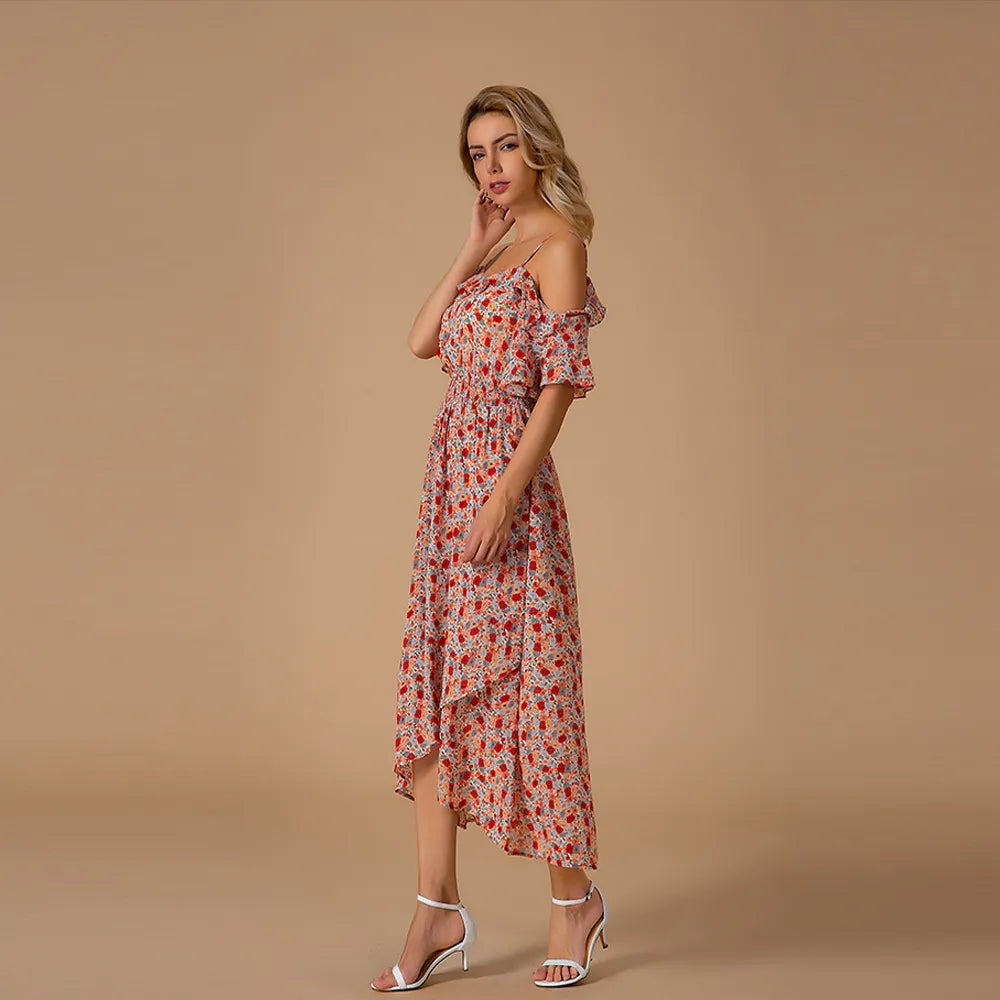 Carla - Robe d'été midi à fleurs fraîches
