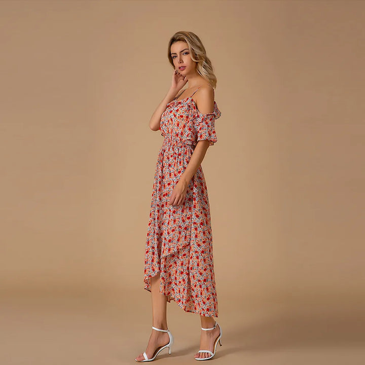 Carla - Robe d'été midi à fleurs fraîches