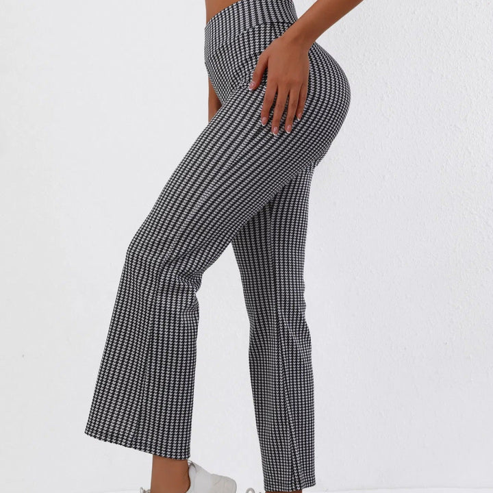 Pantalon évasé pour femme en tissu extensible avec imprimé classique - Renata