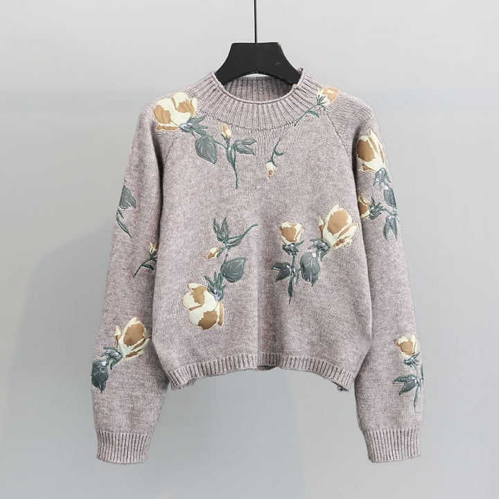 Pull en maille avec broderie florale pour femmes - Adrienne