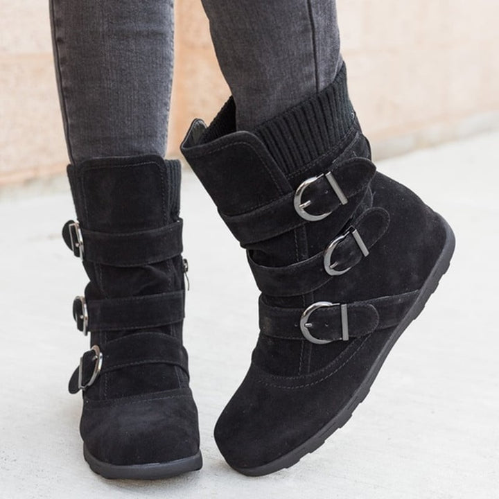 Bottes décontractées pour femmes avec boucles et détails en daim - Amelie