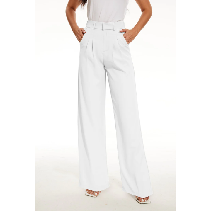 Pantalon décontracté pour femme - Côte haute - Jambe large