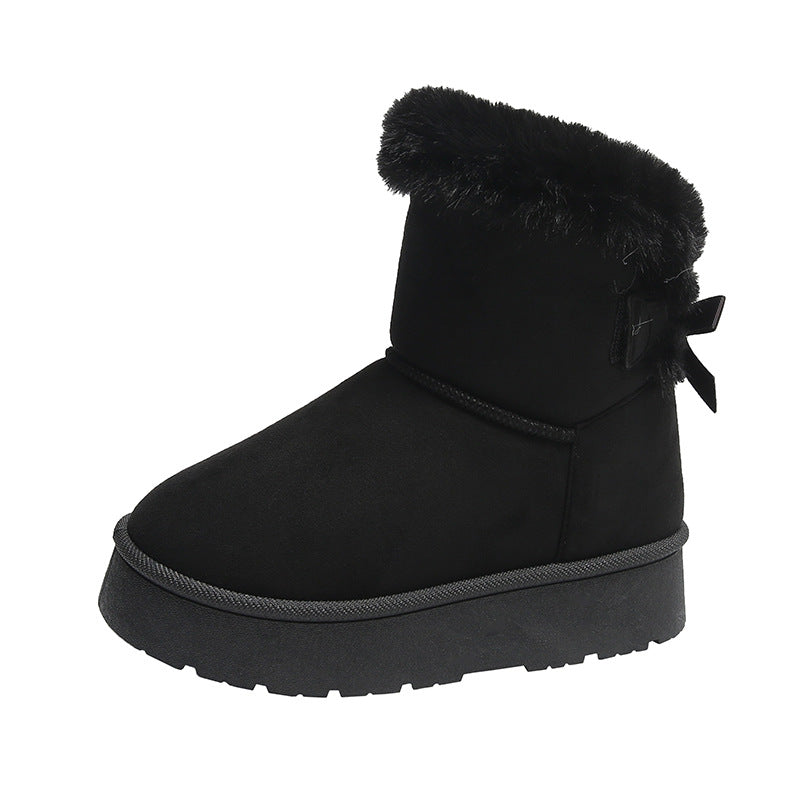 Bottines d'hiver pour femmes avec nœud et doublure thermique - Bianka
