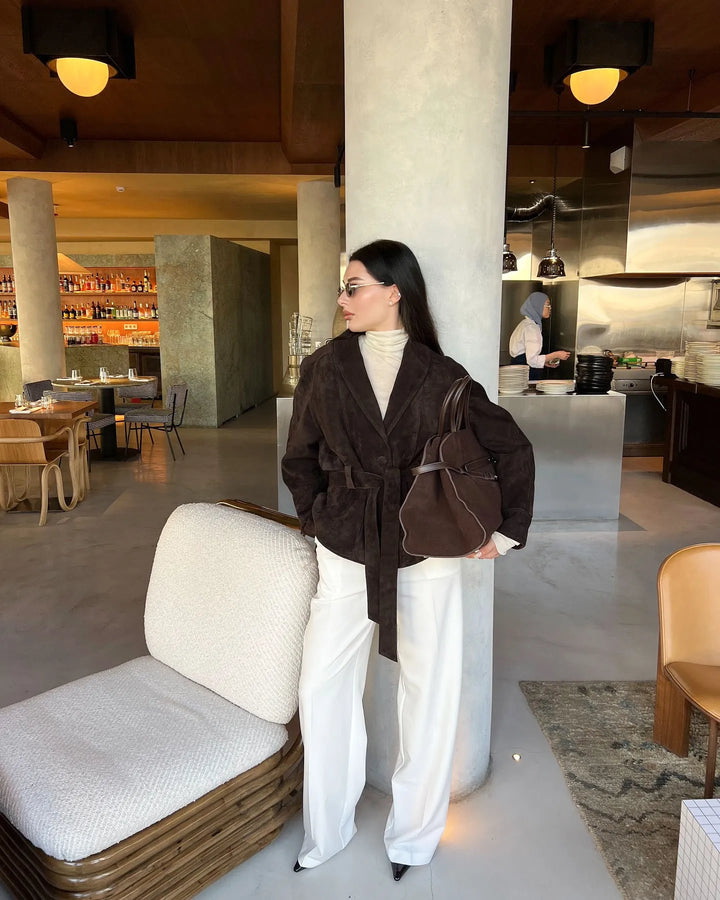 Veste rétro en daim à manches longues - Valentina