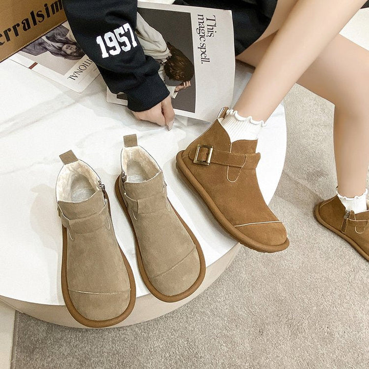 Bottines d'hiver pour femmes en daim avec boucle latérale - Estelle