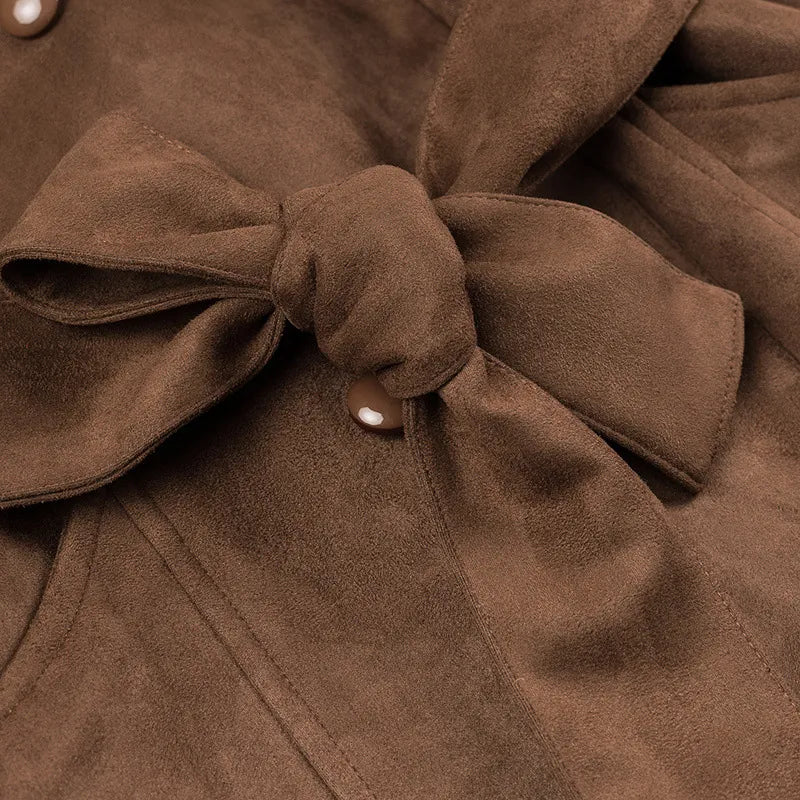Trench-coat double boutonnage à revers en velours - Alana