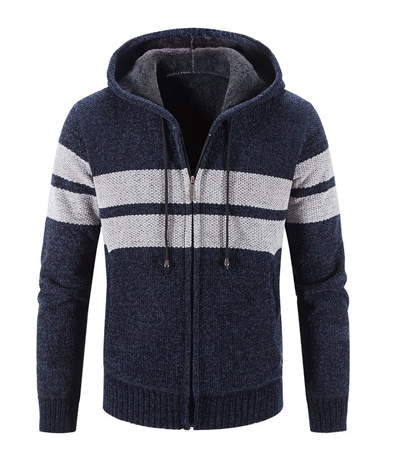 Veste tricotée pour hommes avec capuche et doublure thermique - Tobias