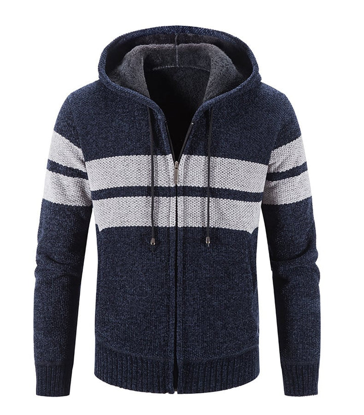 Veste tricotée pour hommes avec capuche et doublure thermique - Tobias