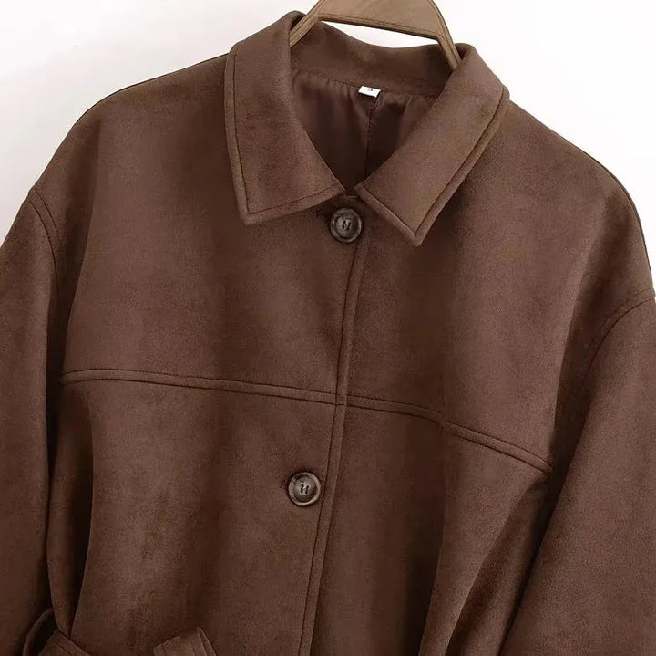 Veste en daim pour femme avec ceinture - Avelise