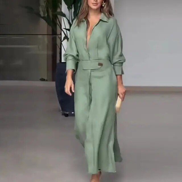 Rebecca - Robe à manches longues avec ceinture réglable