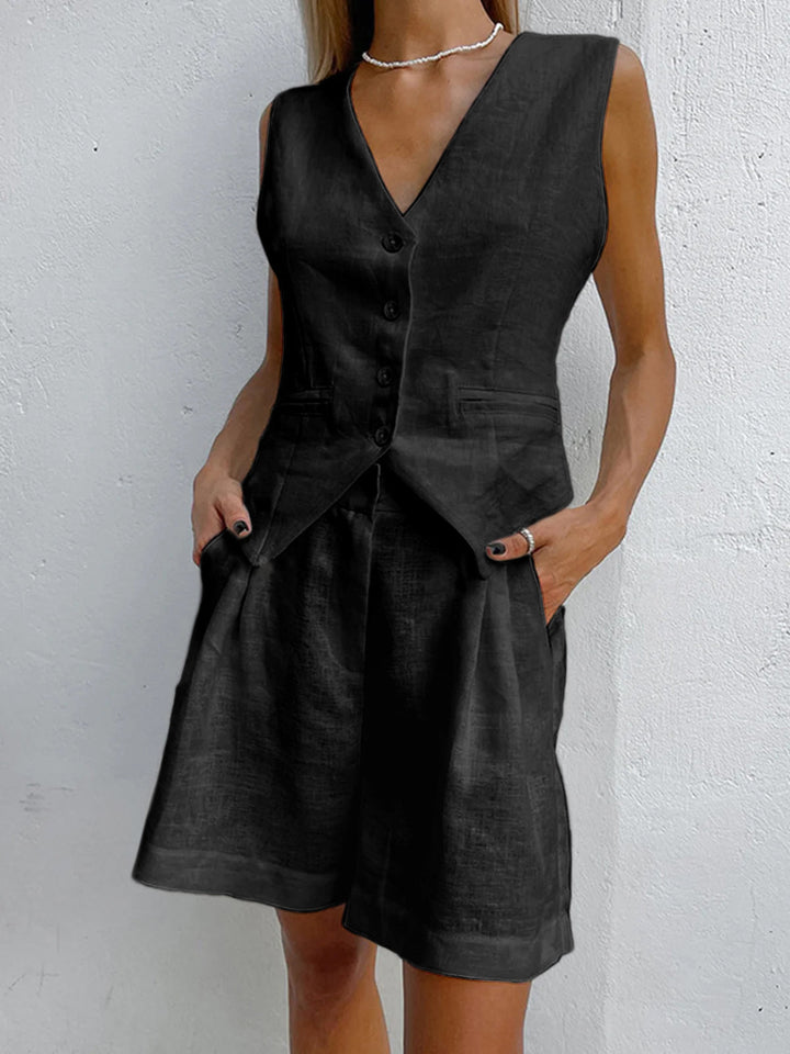 Xenia - Ensemble gilet et pantalon sans manches Chic pour femme