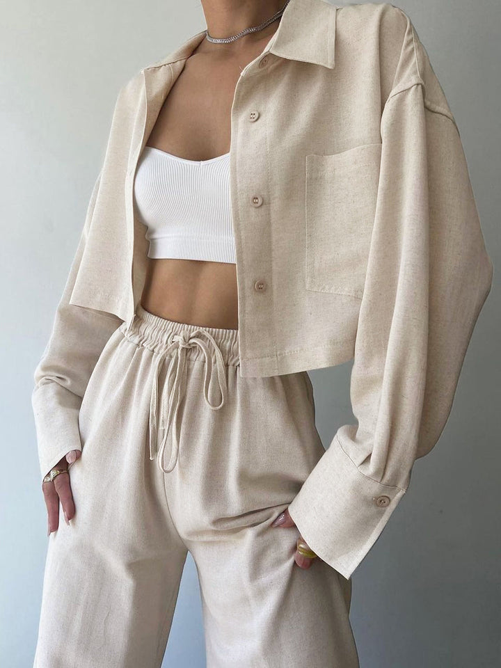 Vilma - Ensemble deux pièces - Top zippé à col et pantalon à cordon de serrage