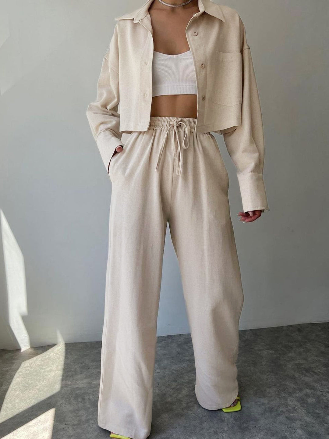 Vilma - Ensemble deux pièces - Top zippé à col et pantalon à cordon de serrage