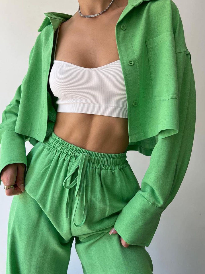 Vilma - Ensemble deux pièces - Top zippé à col et pantalon à cordon de serrage