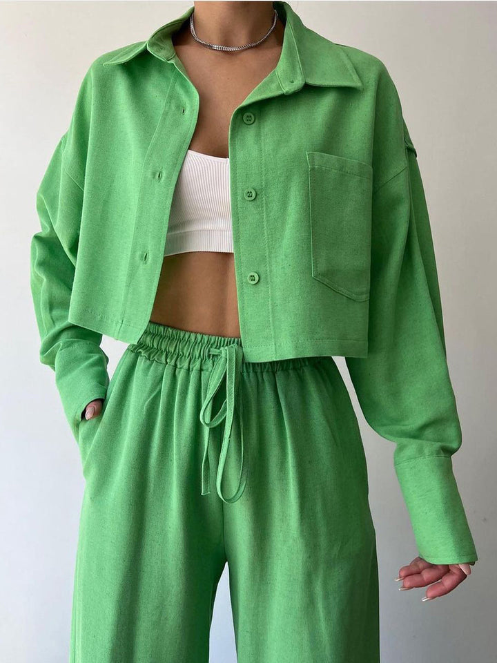 Vilma - Ensemble deux pièces - Top zippé à col et pantalon à cordon de serrage