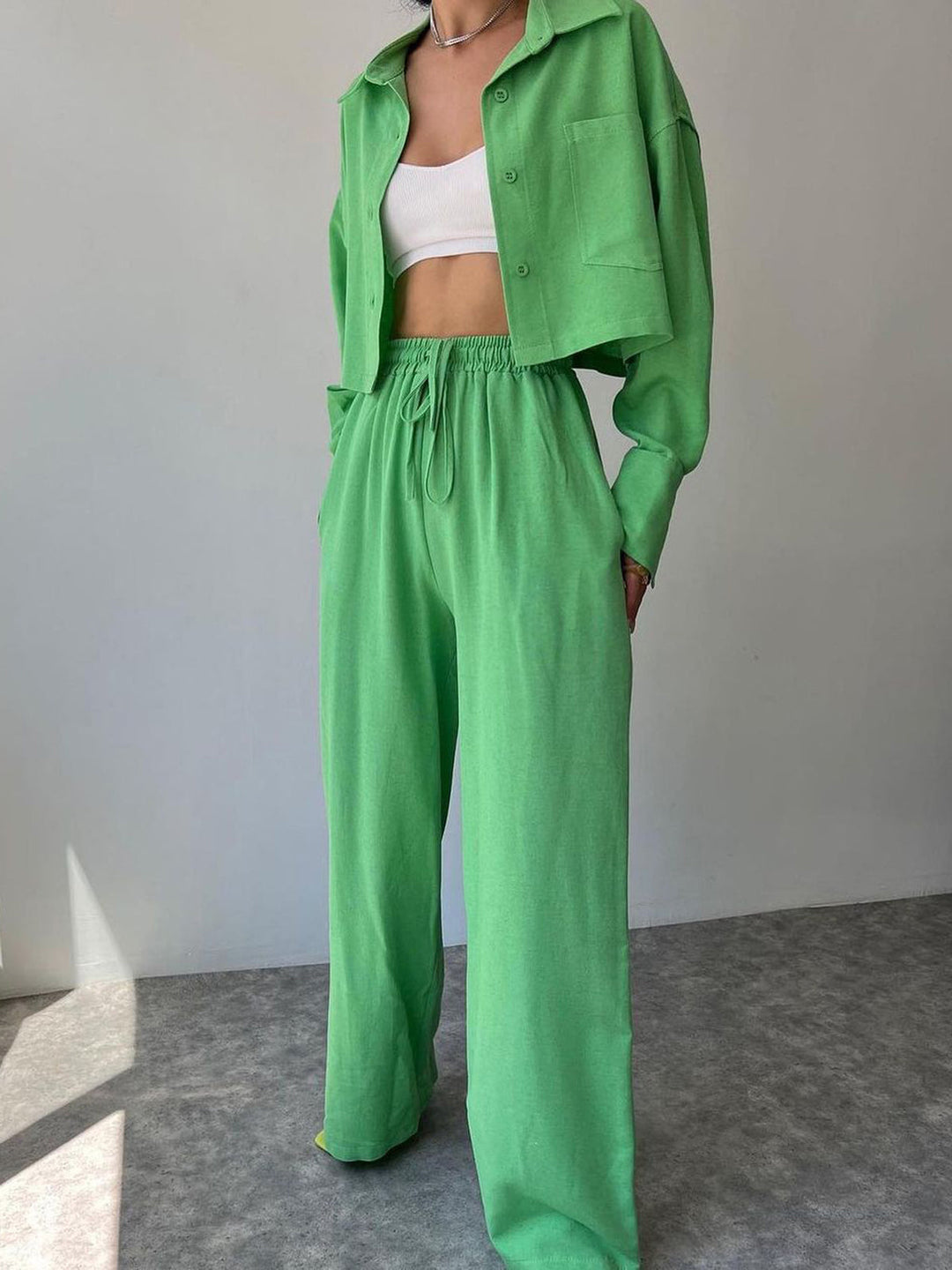Vilma - Ensemble deux pièces - Top zippé à col et pantalon à cordon de serrage