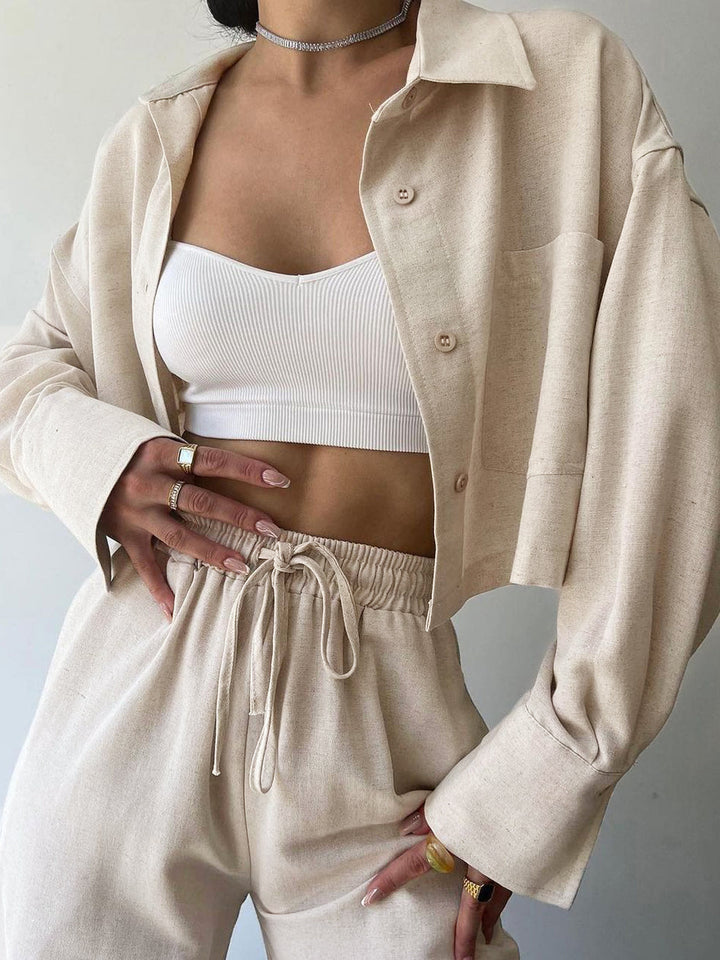 Vilma - Ensemble deux pièces - Top zippé à col et pantalon à cordon de serrage