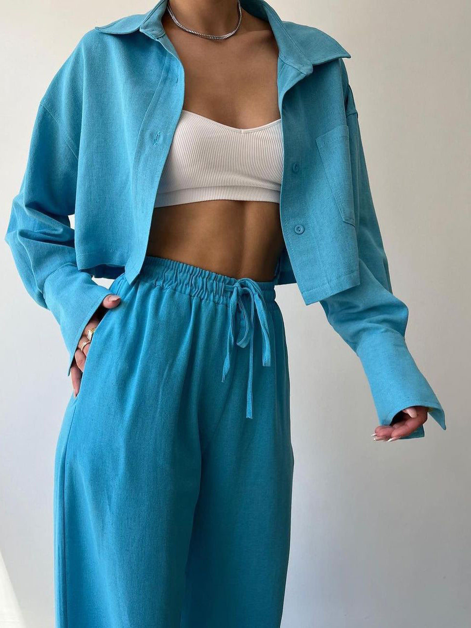 Vilma - Ensemble deux pièces - Top zippé à col et pantalon à cordon de serrage